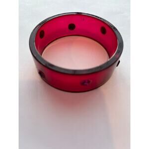 Vintage Lucite Plastic Bangle Bracelet with Rhinestones Red / Pink
